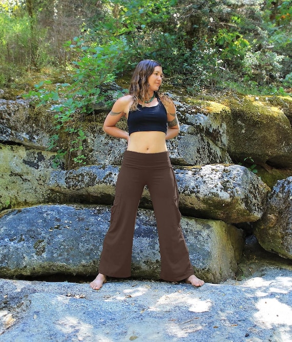 Yoga Cargo Pants-yoga pants-womens pants-bohemian pants-brown pants-best seller-womens trousers-wholesale clothing-stretchy cotton pants