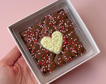 Caja de regalo de brownies de chocolate / Motivación, buena suerte, detalle para los exámenes