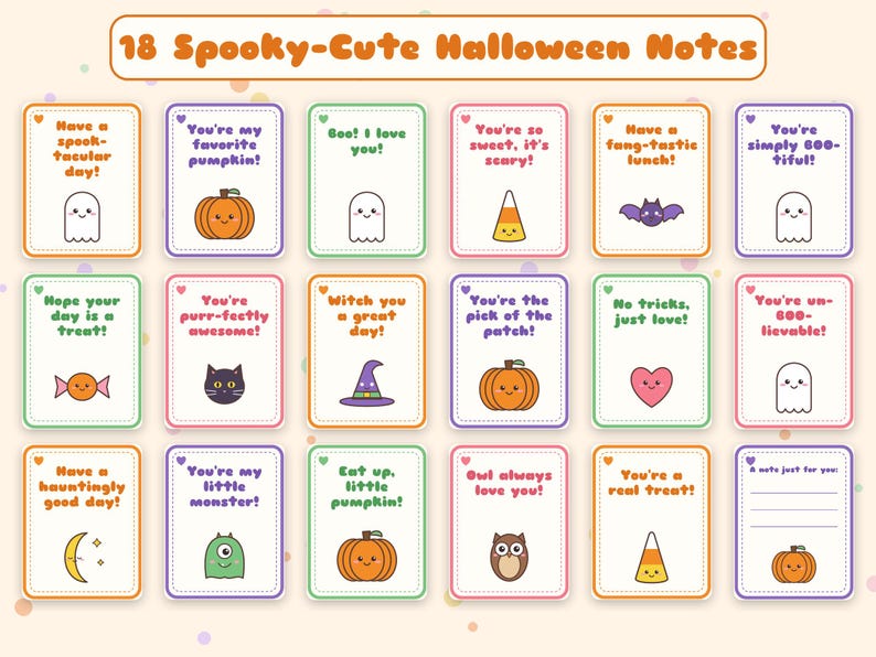 36 Printable Fall Lunchbox Notes for Kids | Halloween & Thanksgiving - Etsy