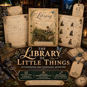 Peut inclure: Le jeu de journalisation en solo The Library of Little Things comprend un livre de règles illustré, deux feuilles de suivi, un kit de 42 pages, une étiquette de réparation, un stylo plume, une clé en métal, un encrier et une montre à gousset.