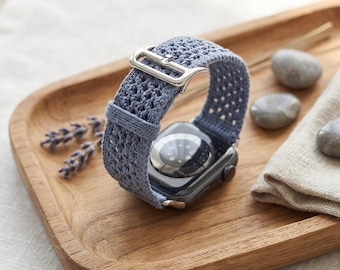 Summer Breathable Knit Band Compatible with Apple Watch Series 11 10 9 Ultra 2, Hollow Woven Nylon Sport Strap with Buckle 45mm 41mm 42mm