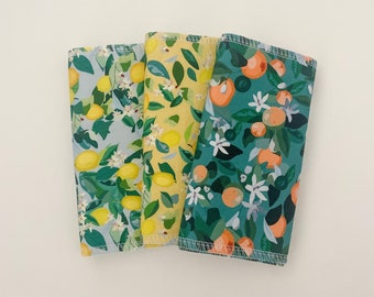 Citrus Cloth Paper Towels, Kitchen House warming Gift, Eco Friendly Gifts for Her, Washable Paperless Towel, Reusable Non Paper Towel