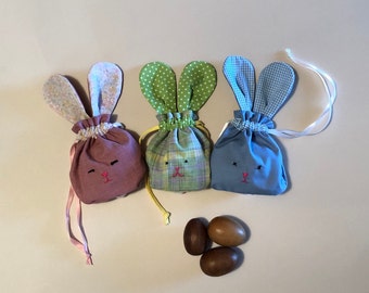 Easter Bunny Bag, Easter Basket Stuffer, Easter Basket Filler, Easter Egg Hunt, Rabbit Drawstring Bag, Easter Gifts Toddler, Kid Treat Bag