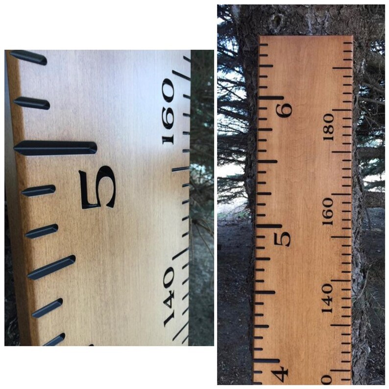 engraved wood ruler growth chart inches metric life size