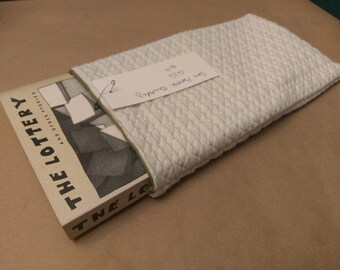 SAMPLE - Small Gold & White Book Sleeve w. Green Cotton Lining - Book Buddy Paperback Hardback Cover
