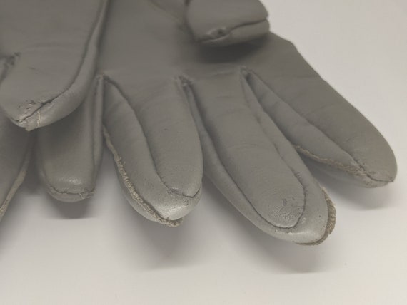 Vintage Grey Leather Gloves | Ladies Gloves | Fur… - image 5