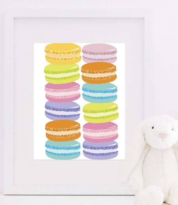 Macaroons Parisian Nursery Decor Office Wall Print French Etsy