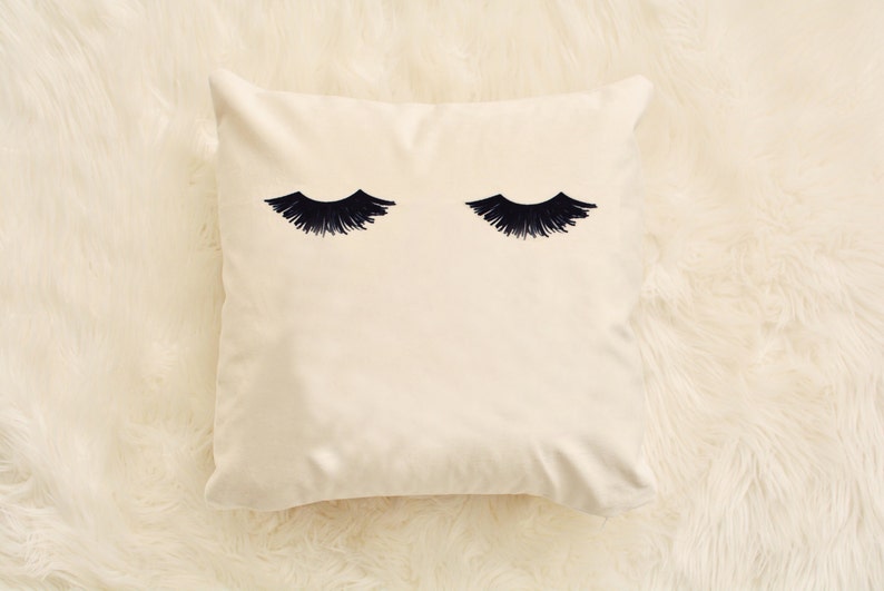 Velveteen Throw Pillow Fancy Eyelashes Velveteen Pillow Cover Etsy