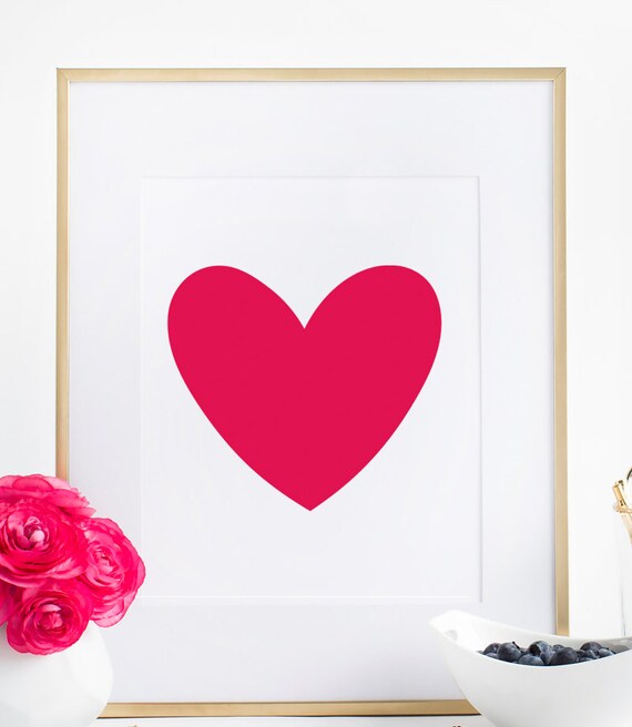 Red Heart Wall Art Love Print Girl Bedroom Poster Home Decor Etsy