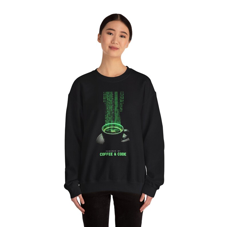 Coffee & Code sweatshirt | Programmer Coder Coffee Cup Matrix design image 5