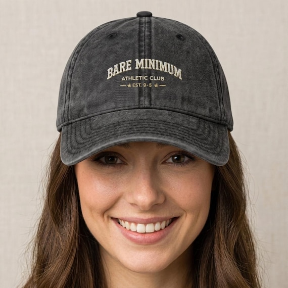 Bare Minimum Dad Hat by SarcasmArt – An embroidered dad cap for people who give exactly the bare minimum.