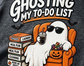 Funny Ghosting To-Do List Shirt, Retro Halloween Procrastinator Tee (Dark Heather), Funny Ghost Halloween Gift, Sarcastic Shirt