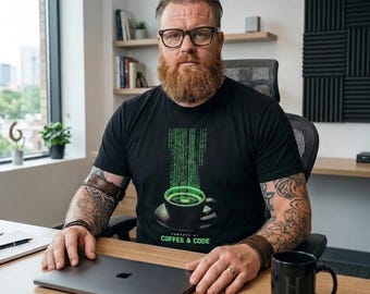 Coffee & Code T-Shirt | Matrix Binary Coffee Tech Tee