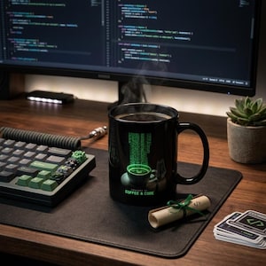 Mug Programmeur, Tasse à café avec matrice de code, Cadeau humoristique pour codeur, Cadeau pour développeur logiciel, Cadeau pour lui, Mug geek, Cadeau informatique