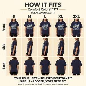 How the "#MEGA Make Europe Great Again" Scotland T-shirt by SarcasmArt fits: front, side and back views in sizes S to 2XL – your usual size for a relaxed everyday fit, size up for oversized.