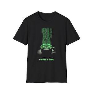 Coffee & Code T-Shirt | Matrix Binary Coffee Tech Tee