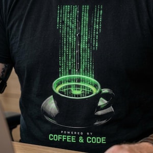 Coffee & Code T-Shirt | Matrix Binary Coffee Tech Tee