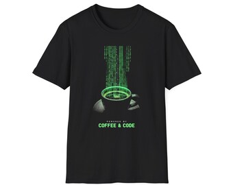 Coffee & Code T-Shirt | Matrix Binary Coffee Tech Tee