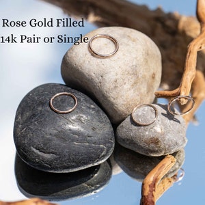 ROSE Gold 14k filled Hoop Earring 22g to 16g Cartilage Tragus Helix Nose Small Tiny Catchless Seamless Little Sleeper