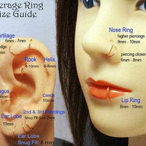 Boucles d'oreille simple anneau, PAIRE, oreille, Cartilage, nez, lèvres, en fil d'Or ROSE. Hypoallergénique. image 5