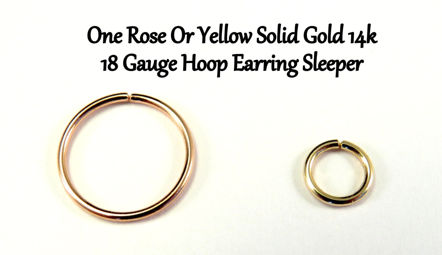 Yellow OR Rose Gold 14k Solid not plated or filled Hoop Etsy