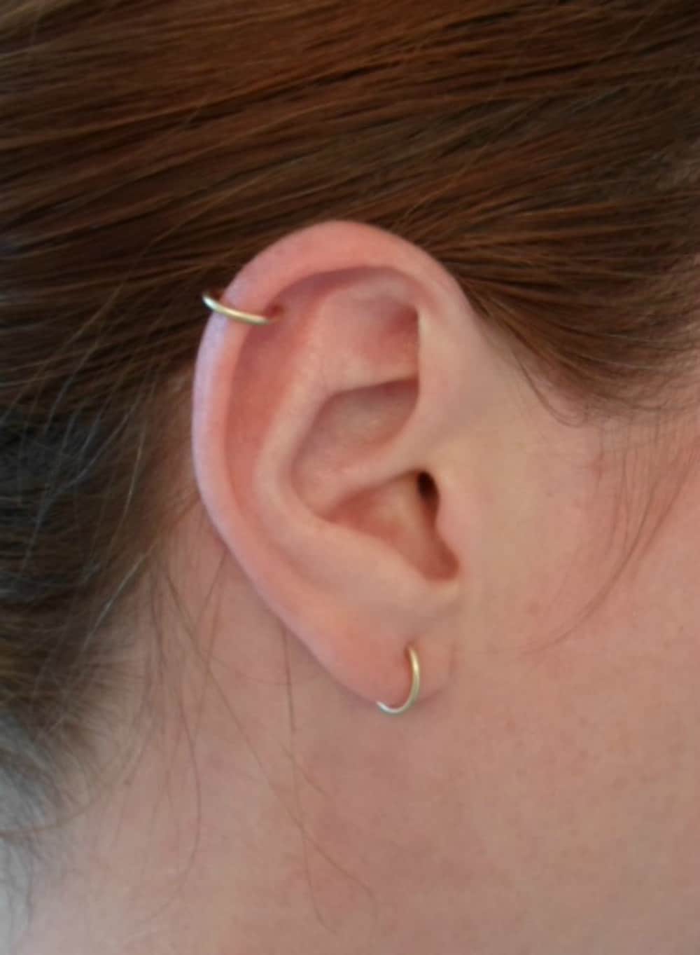 Yellow Gold Filled Hoop Earrings 16 GAUGE PAIR Cartilage Tragus