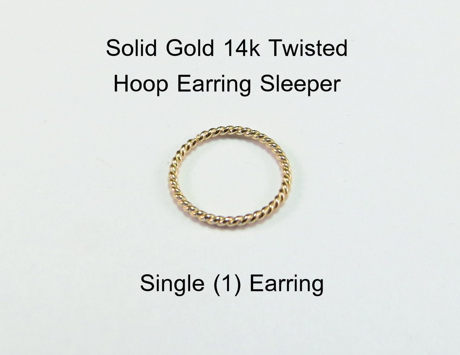 Yellow OR Rose Gold 14k solid, not plated or filled TWISTED Hoop Earr…