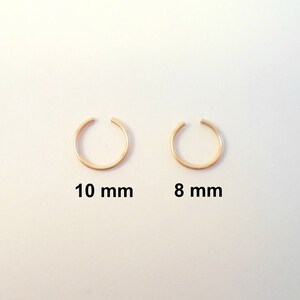 Simple loop Ear cuff, Yellow Gold Filled 14 k, Tragus, nose, Lip. Cartilage, fake piercing. No Pierced ear cuff. Hypoallergenic. image 2