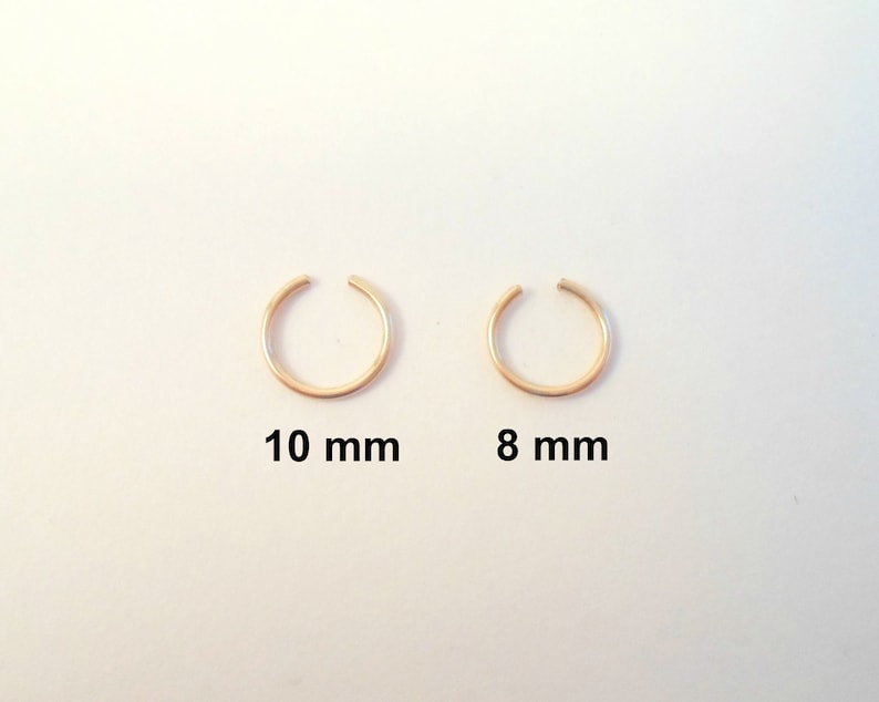 Simple loop Ear cuff, Yellow Gold Filled 14 k, Tragus, nose, Lip. Cartilage, fake piercing. No Pierced ear cuff. Hypoallergenic. image 2