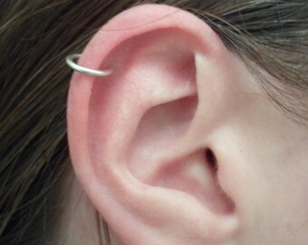 Argentium Sterling Silver Hoop Earrings: 16 Gauge Cartilage