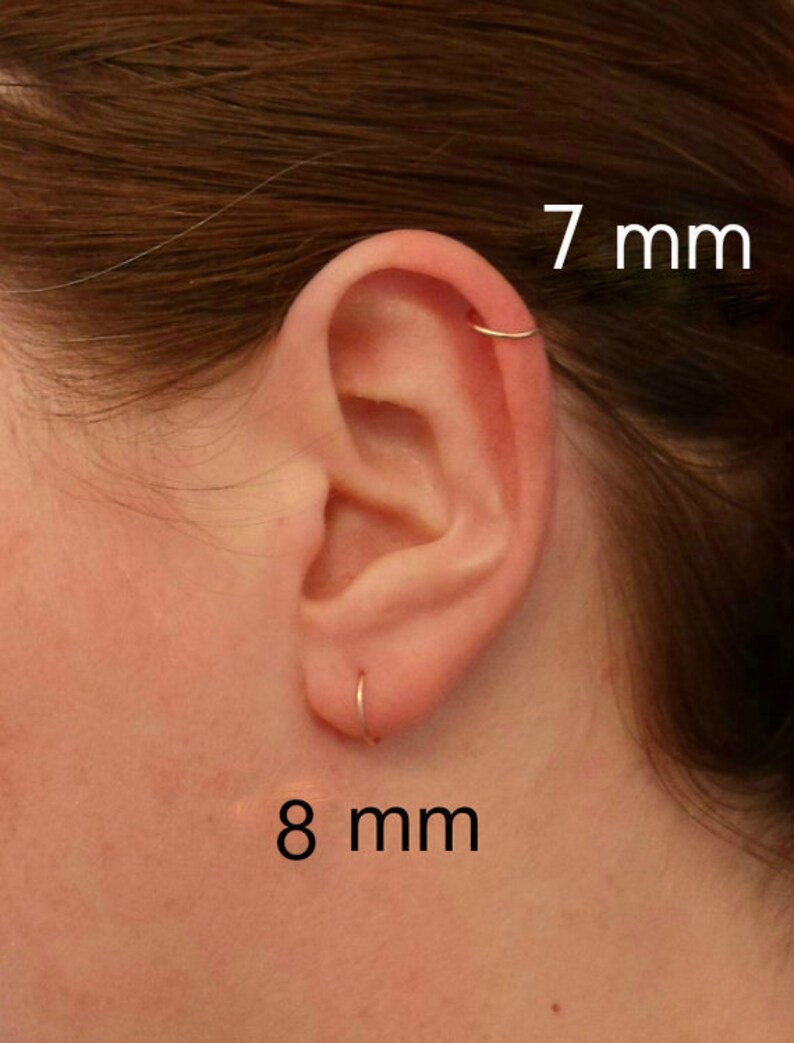 Boucles d'oreille simple anneau, PAIRE, oreille, Cartilage, nez, lèvres, en fil d'Or ROSE. Hypoallergénique. image 2
