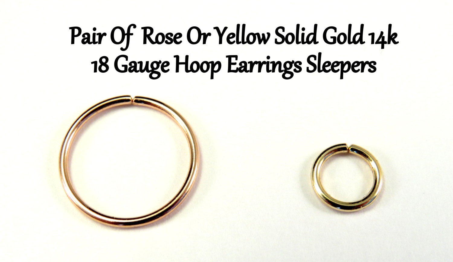Yellow OR Rose Gold 14k solid, not plated or filled Hoop Earrings PAI…
