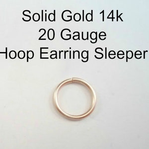 Hoop Earring Yellow SOLID Gold 14k Not Plated or Filled 20g for Cartilage Tragus Helix Nose etc Small Tiny Catchless Seamless Little Sleeper