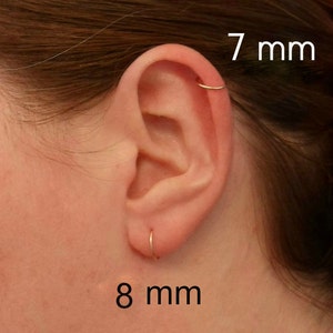 Boucle d'oreille simple anneau, oreille, Cartilage, nez, lèvres, en fil d'Or ROSE. Hypoallergénique.