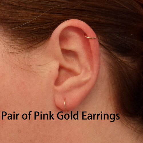 Simple cartilage hoop earring silver rose gold black 5mm Tragus helix piercing 