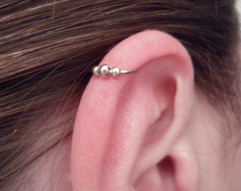 Sterling Silver Hoop Earring with Bead: Tragus, Helix, Cartilage, all piercings