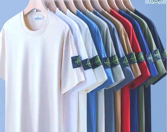 STONE ISLAND 2026 Short-Sleeved T-shirts Mens and polo shirts, Ribbed collar and Compass Patch