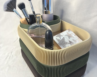 Vanity Stack Organiser Stackable Makeup Organizer | Modular Desk & Vanity Storage | Modern Cosmetics Tray Set