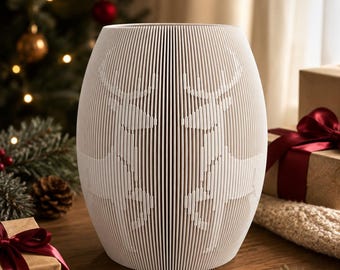 トナカイの花瓶｜モダンなクリスマスデコレーション｜デザイナーによる彫刻的な鹿の花瓶｜高級ホリデーセンターピース｜スカンジナビア風ミニマルテーブルデコレーション