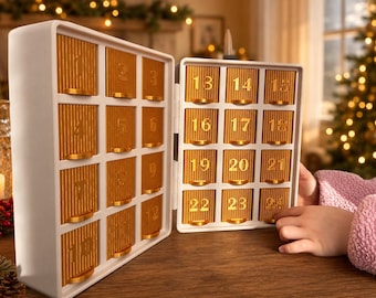 パーソナライズされたファミリーアドベントカレンダー｜24個の引き出し付き、繰り返し使えるクリスマスまでのカウントダウンカレンダー｜名前入り記念品｜オーストラリアの新しいクリスマスの伝統
