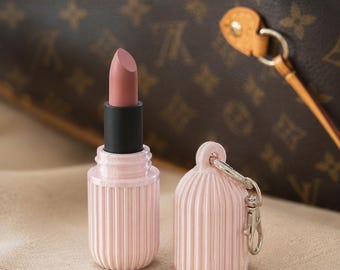 リップバームホルダーキーホルダー｜MACリップスティック＆ニベア対応｜ゴールドローズパープルミント｜かわいいバッグチャームギフト