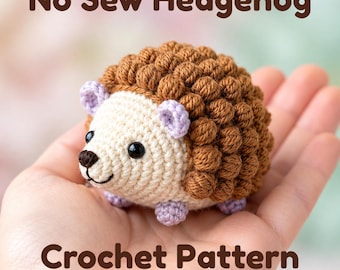 No Sew Hedgehog Crochet Pattern PDF – Amigurumi Mini Hedgehog Plush Keychain, Beginner-Friendly Kawaii Animal, Instant Download