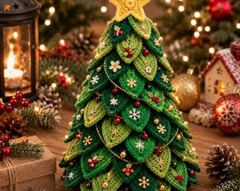 Ruffled Christmas Tree Crochet Pattern PDF - Layered Holiday Decoration, Festive Home Decor, Instant Download