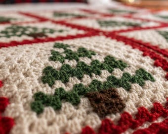 Christmas Tree Granny Square Blanket Pattern | Easy Crochet Throw (PDF Tutorial)