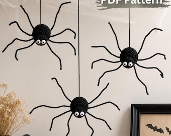Halloween Crochet Spider Pattern PDF, Spooky Amigurumi Keychain, Bag Charm (Digital Download)
