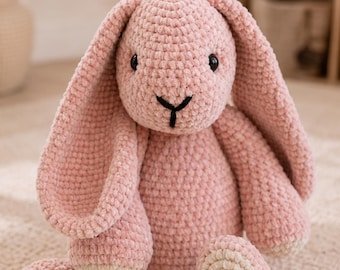 Crochet Bunny Pattern PDF, Velvet Amigurumi Rabbit Toy, Two Sizes (Digital Download)