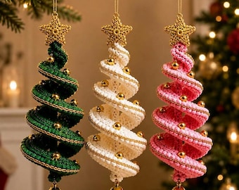 Crochet Christmas Tree Pattern (PDF), Spiral Hanging Ornament, Amigurumi Xmas Decor, Digital Download