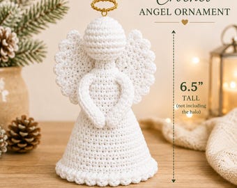 Crochet Angel Ornament Pattern, Christmas Tree Decor, Amigurumi Holiday (PDF)