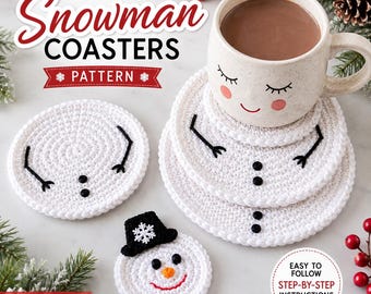 Christmas Snowman Crochet Coaster Pattern, Holiday Table Decor (Digital Download)