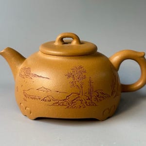 Handmade Yixing Zisha Teapot, Duan Sha Clay, Bridge Knob Three-Leg Gongfu Pot